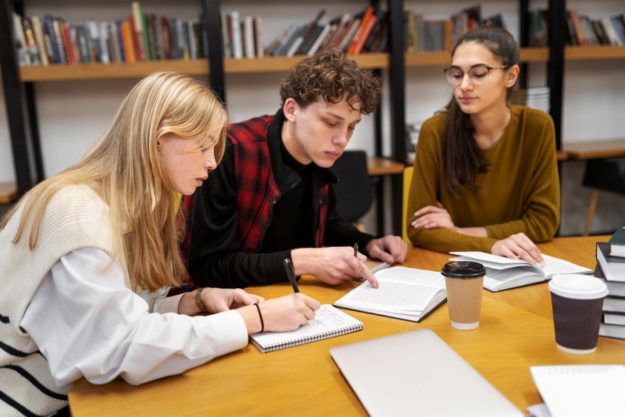 Studenți învățând împreună